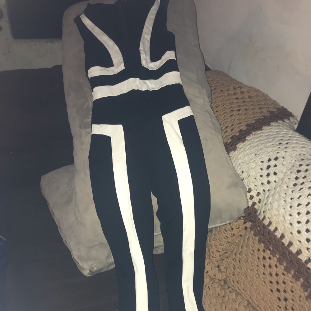 black and white jumpsuit